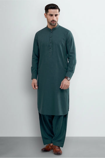 Dark Green Wash & Wear Shalwar Kameez