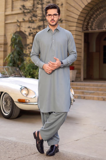 Light Grey Wash & Wear Shalwar Kameez