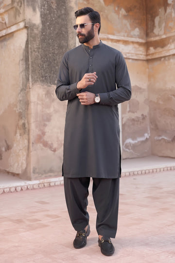 Dark Grey Wash & Wear Shalwar Kameez