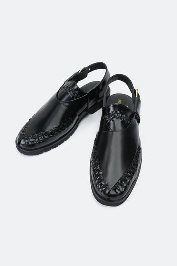 Black Casual Peshawari Sandal