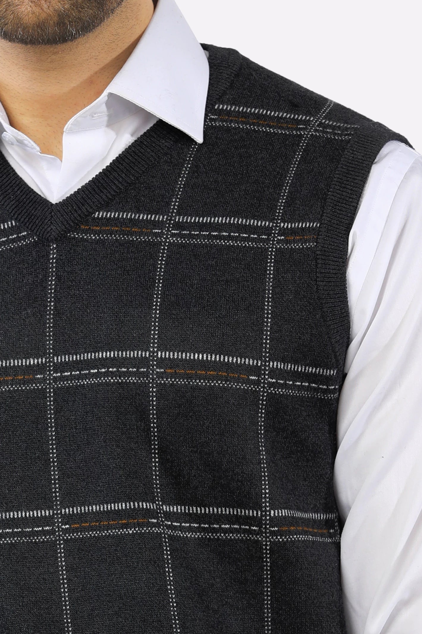 Dark Grey V-Neck Gents Sweater From Diners