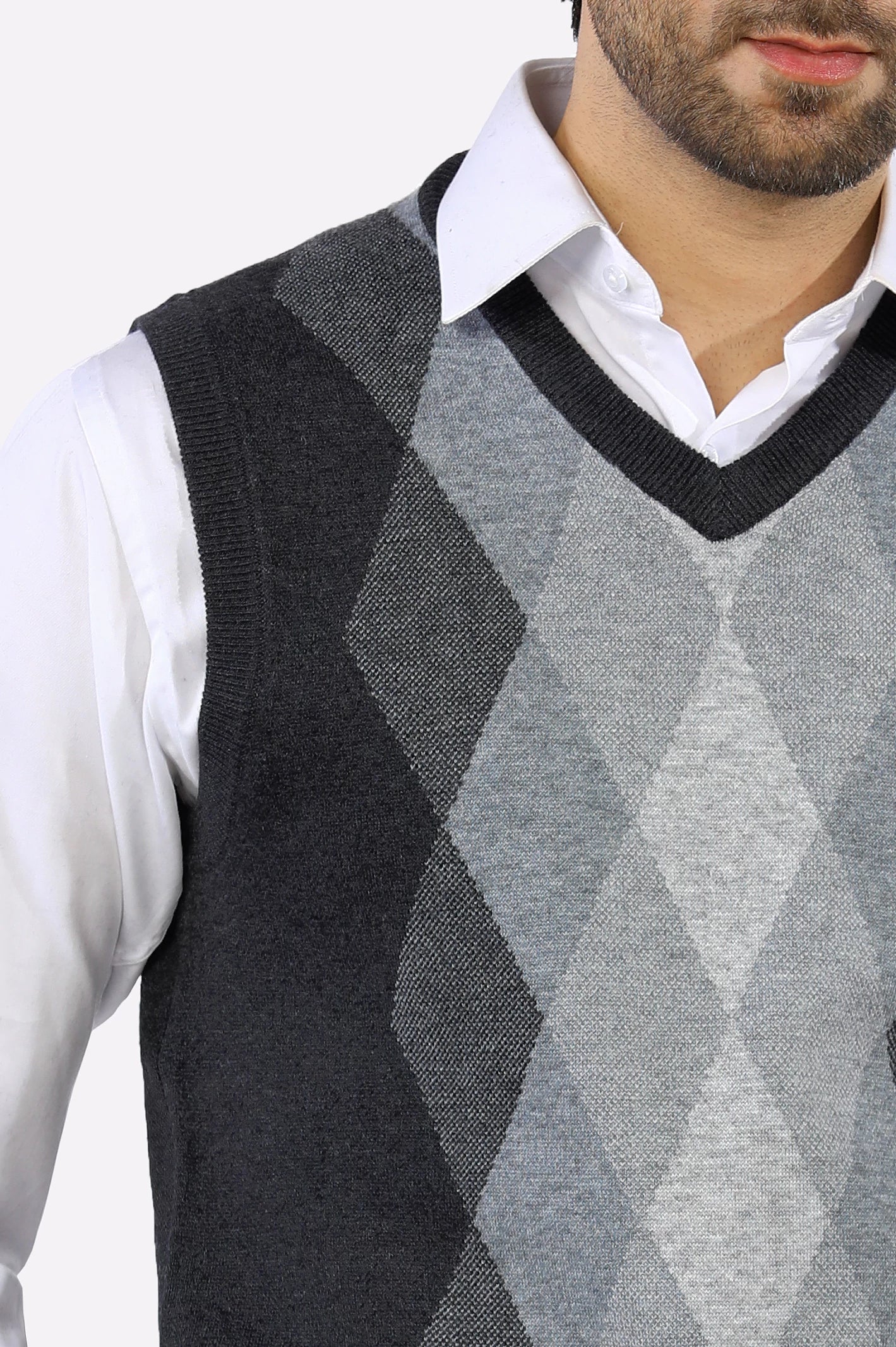 Grey V-Neck Gents Sweater From Diners