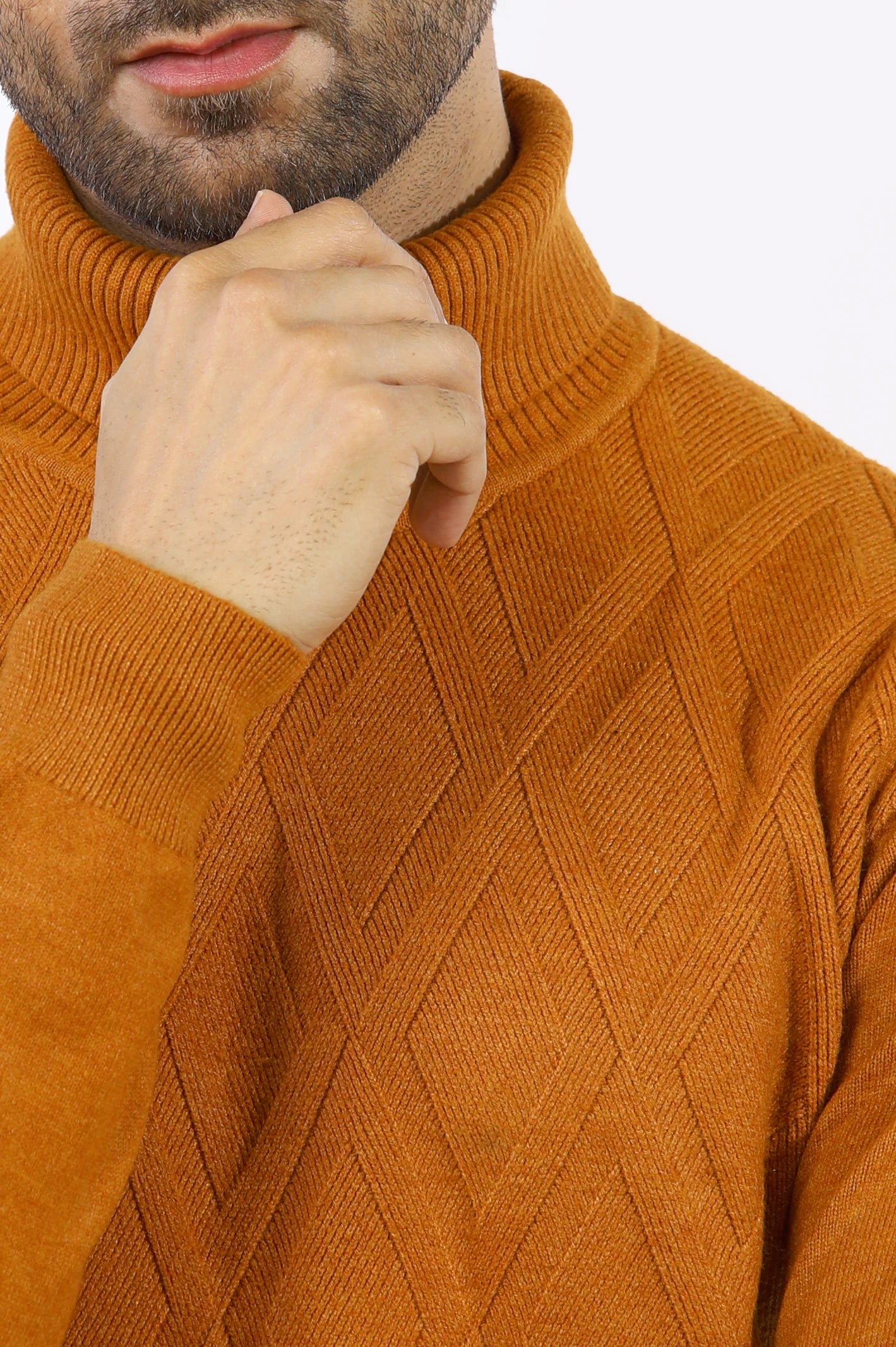 Mustard High Neck Gents Sweater From Diners