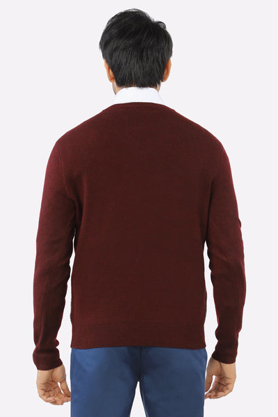 Maroon V-Neck Gents Sweater From Diners