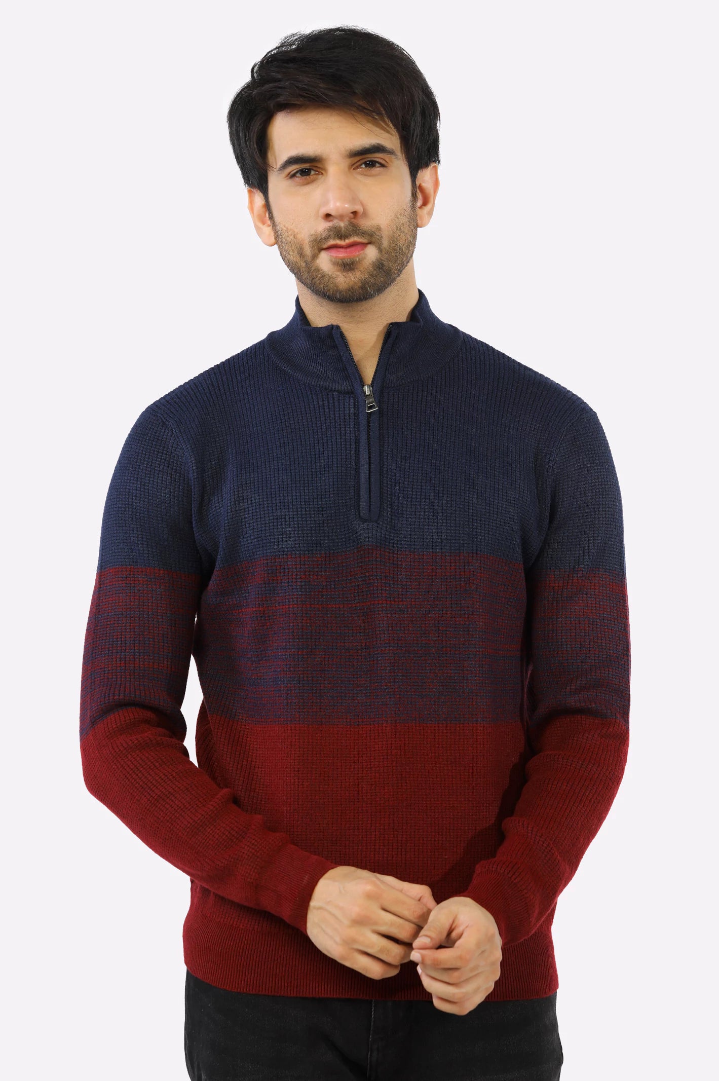 Maroon Quarter Zipper Gents Sweater From Diners