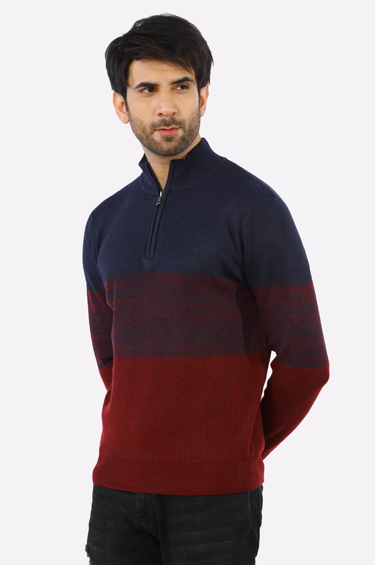 Maroon Quarter Zipper Gents Sweater From Diners