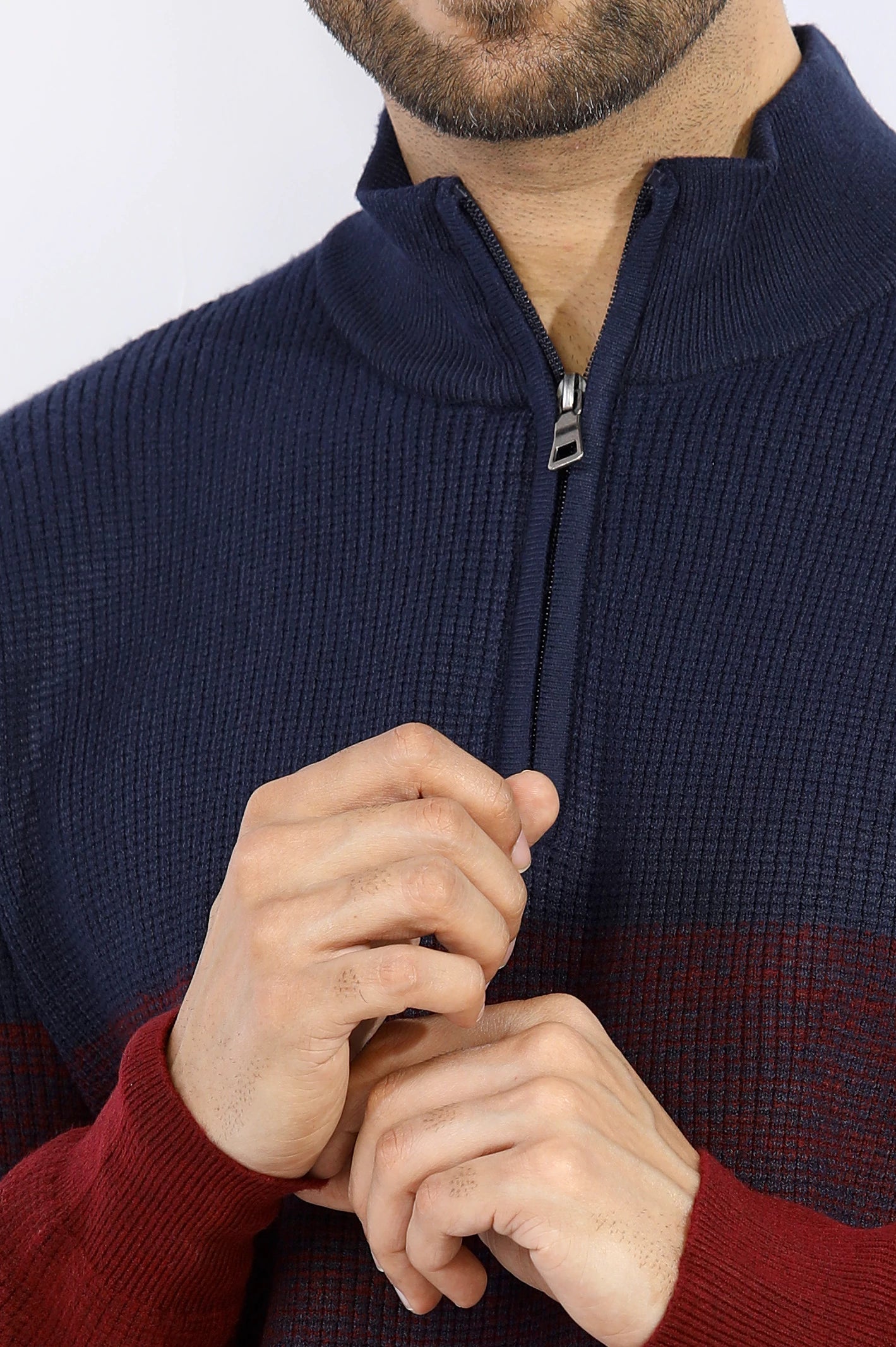 Maroon Quarter Zipper Gents Sweater From Diners