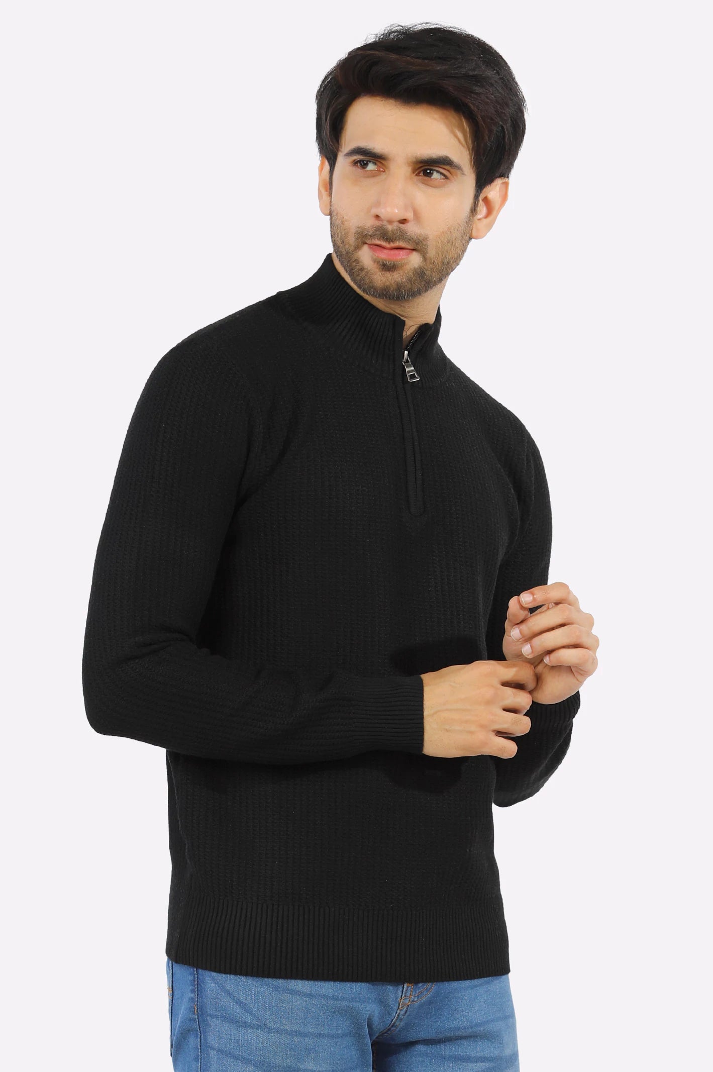 Black Quarter Zip Gents Sweater From Diners