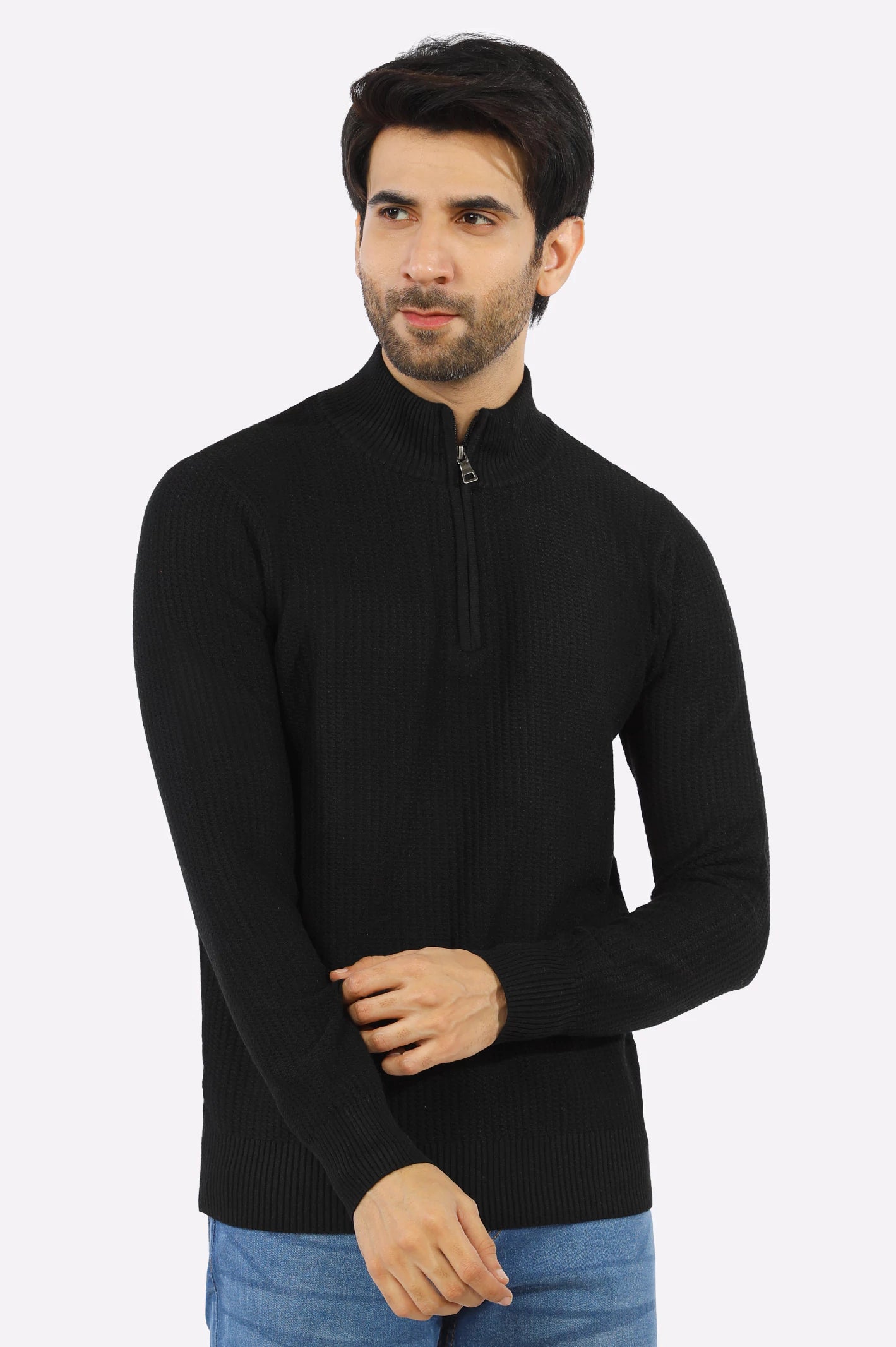 Black Quarter Zip Gents Sweater From Diners