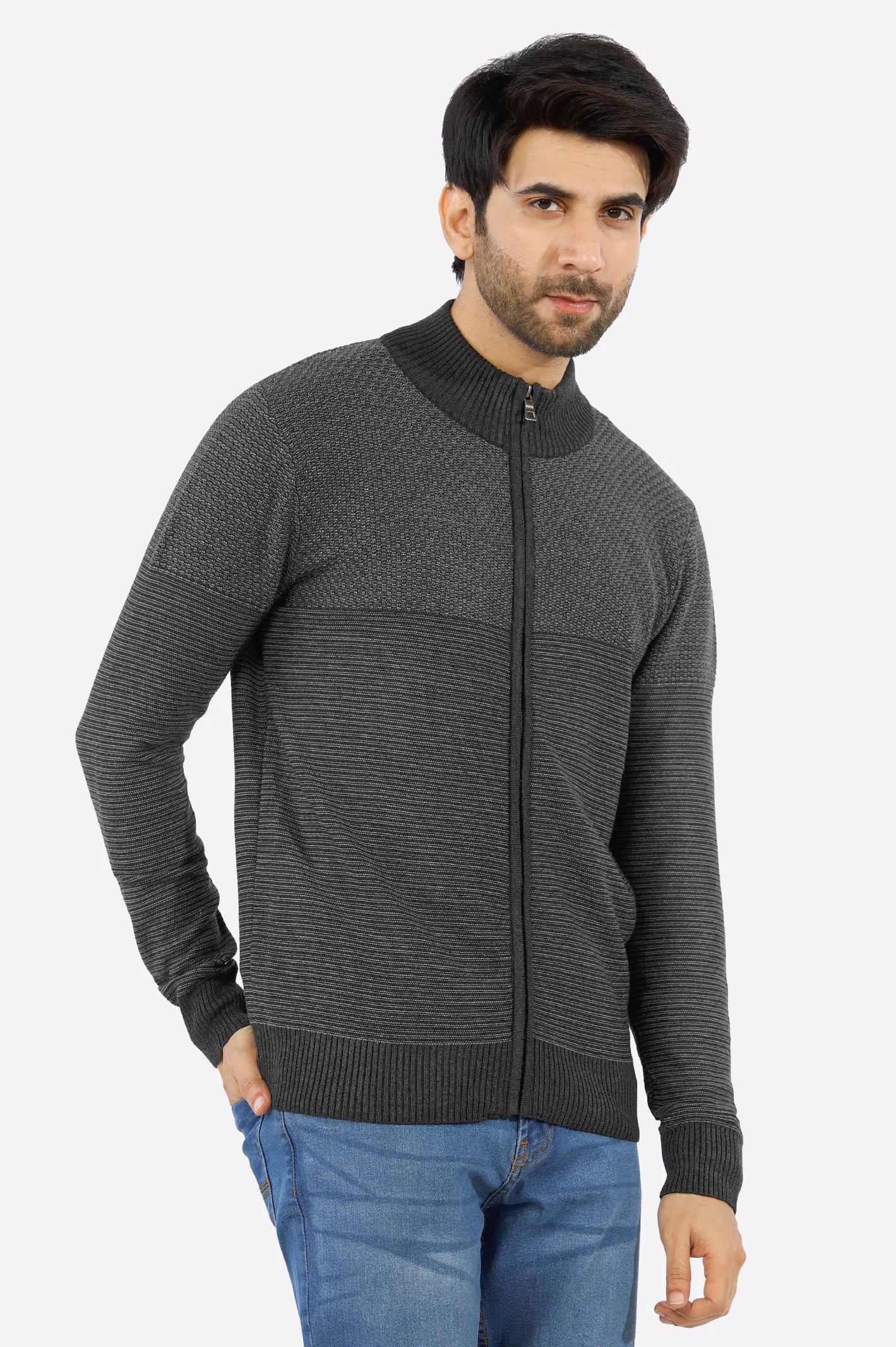 Grey Gents Zipper Sweater – Diners Pakistan