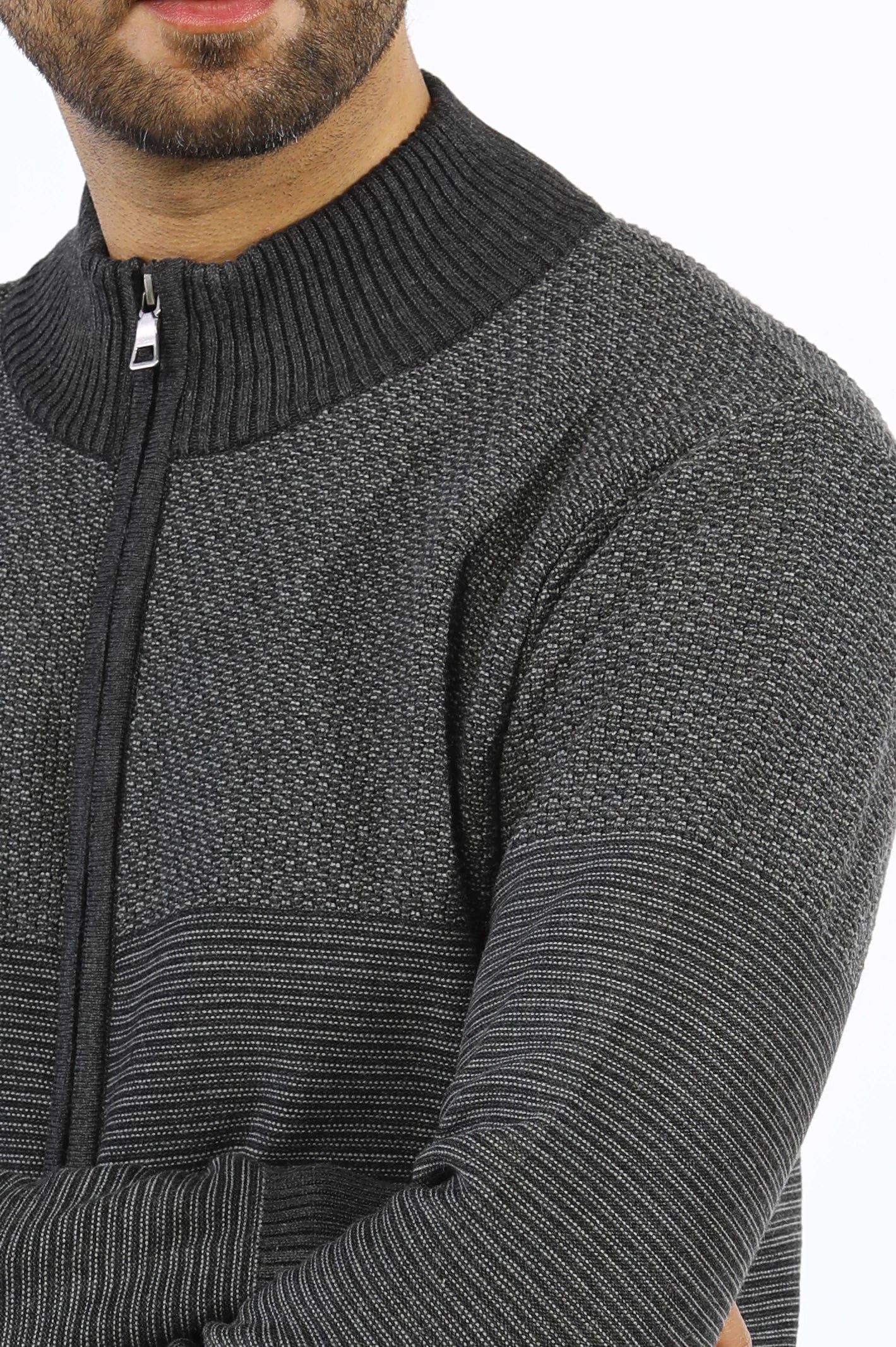 Grey Gents Zipper Sweater From Diners