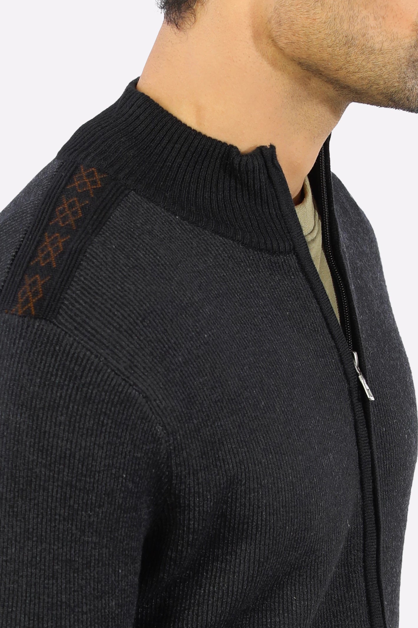 Grey Zip-Up Gents Sweater From Diners