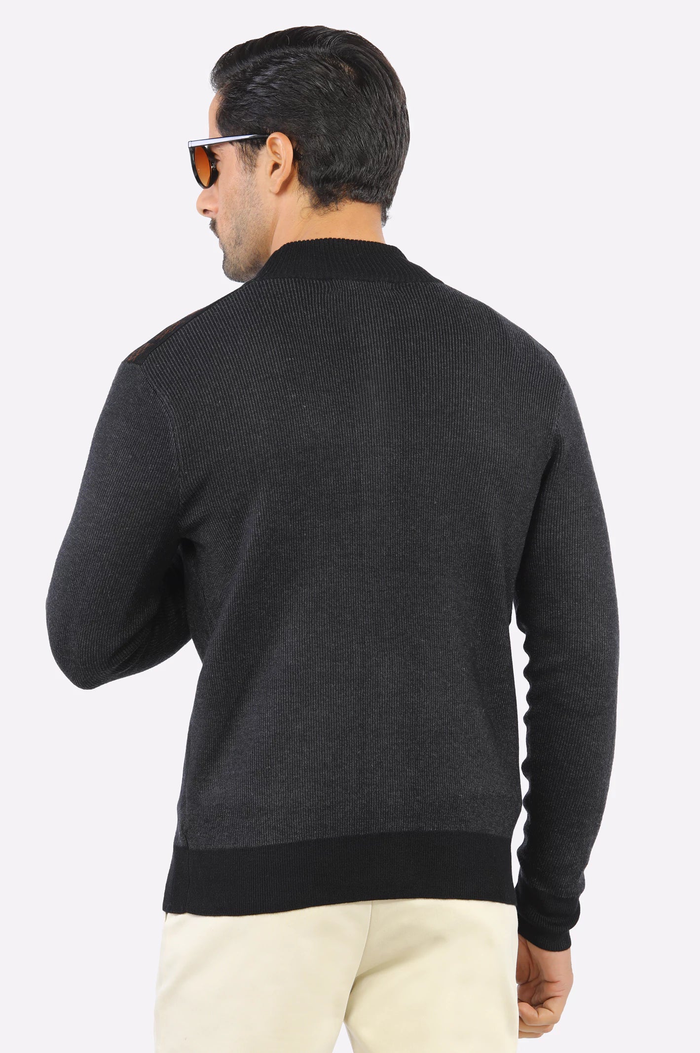 Grey Zip-Up Gents Sweater From Diners