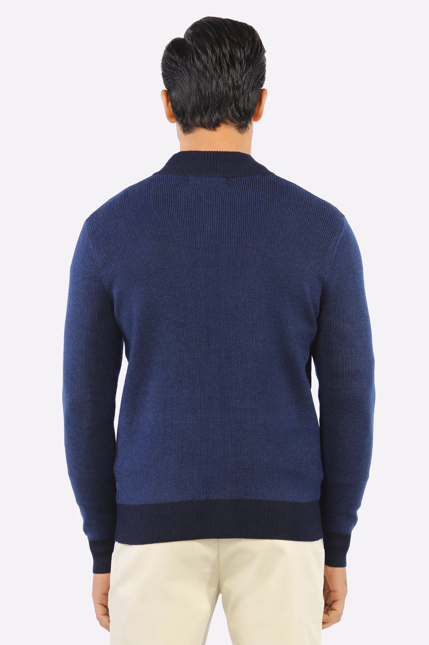 Navy Blue Zip-Up Gents Sweater From Diners