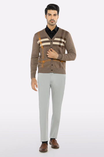 Men Full Sleeves Fawn Cardigan