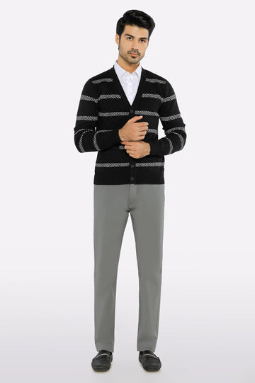 Men Full Sleeves Black Cardigan