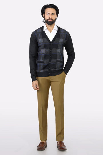Men Full Sleeves Black Cardigan