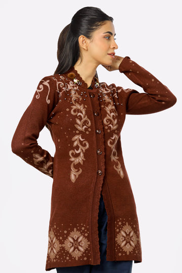 Maroon Woolen Women Sweater By Diners