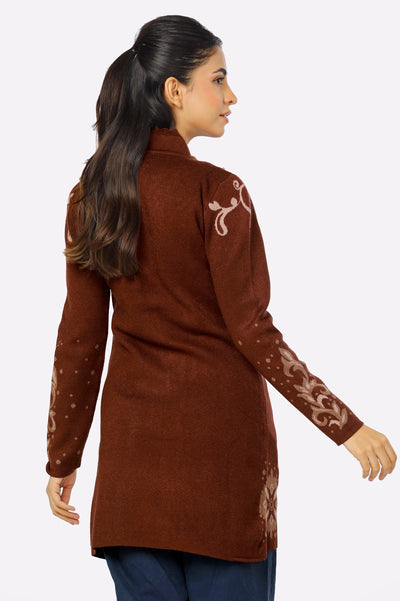 Maroon Woolen Women Sweater By Diners