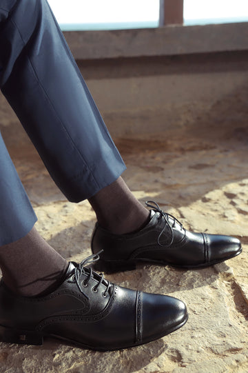 Black Men Formal Derby Lace Shoes