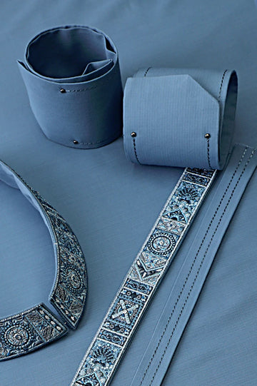 Premium Light Blue Wash & Wear Unstitched Fabric