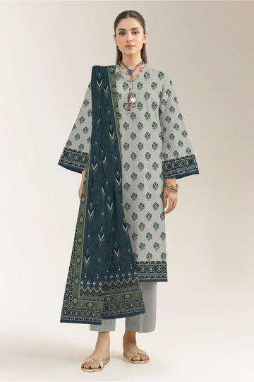 Printed Cotton Viscose-Beige Unstitched 3PC