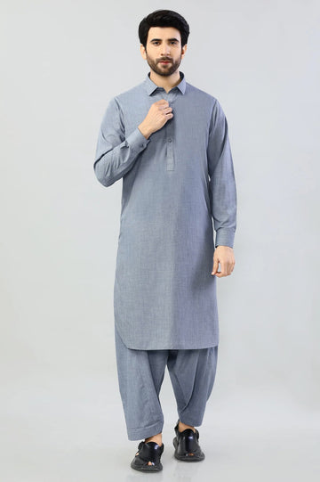 Blue Shetland Wool Fabric