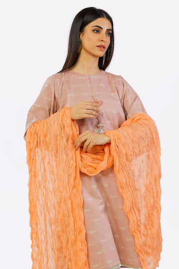 Peach Crinkle Shiffon Dupatta