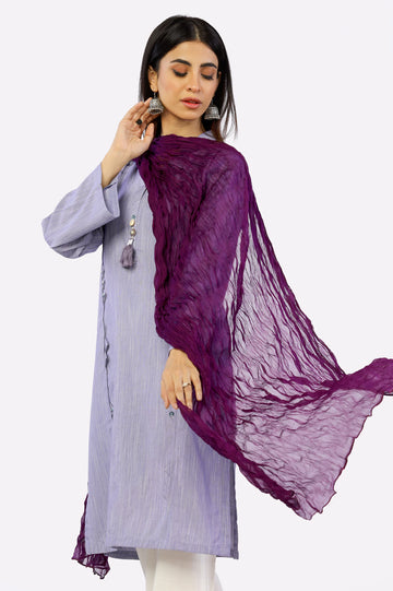 Purple Crinkle Chiffon Dupatta