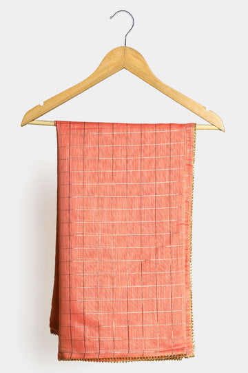 Peach Zari Organza Dupatta From Diners
