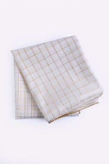 White Zari Organza Dupatta From Diners