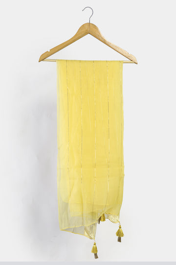 Lemon Zari Organza Dupatta From Diners