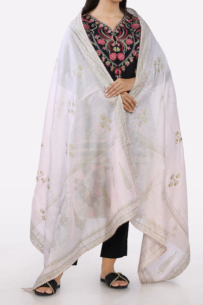 Women Kaddar Peach Printed Dupatta