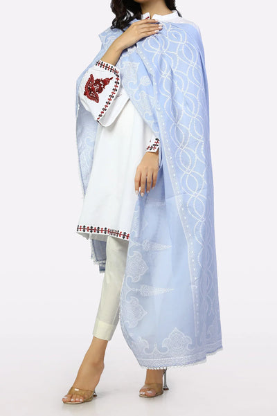 Women Ice Blue Chiffon Dupatta