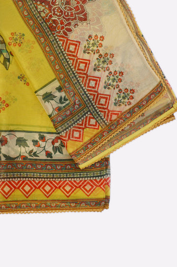 Lime Printed Dupatta