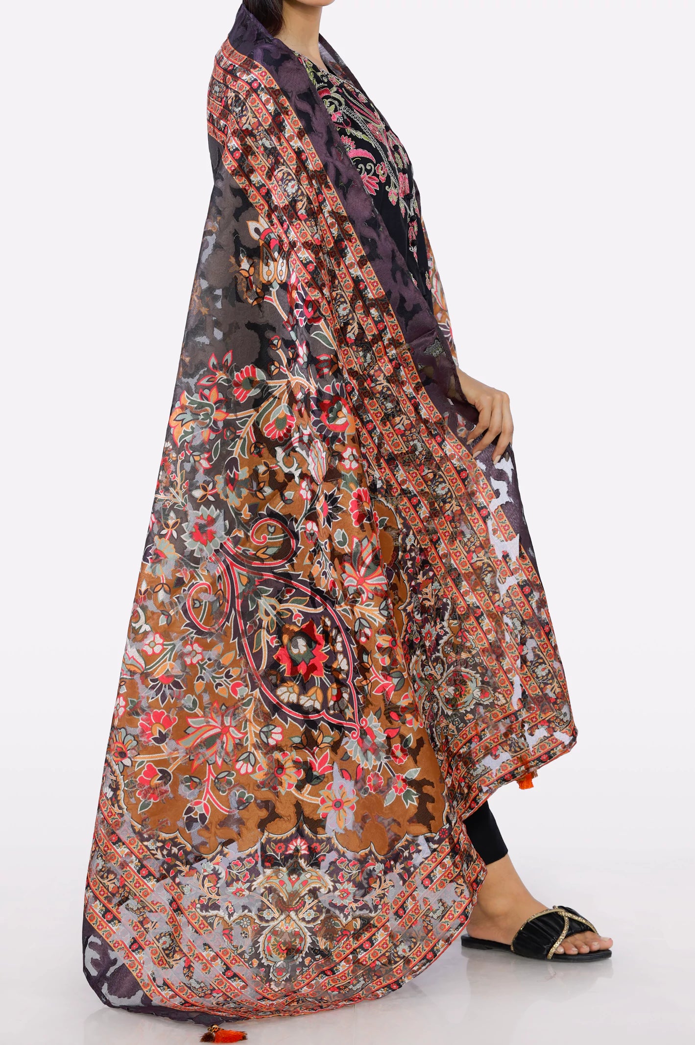 Brown Printed Dupatta From Diners