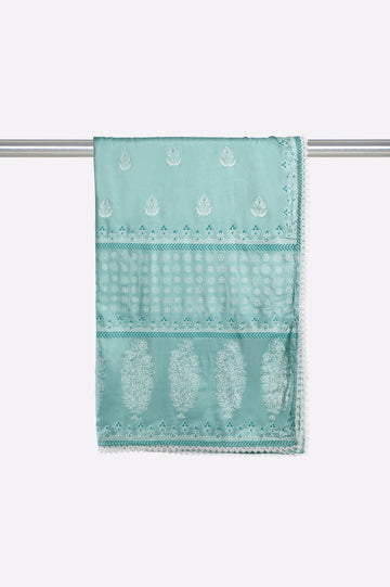 Sea Green Printed Dupatta