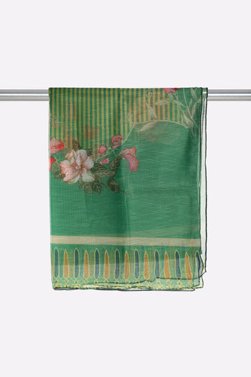 Dark Green Printed Dupatta