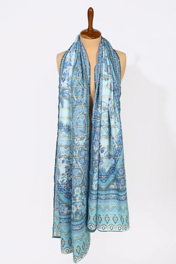 Light Blue Printed Dupatta