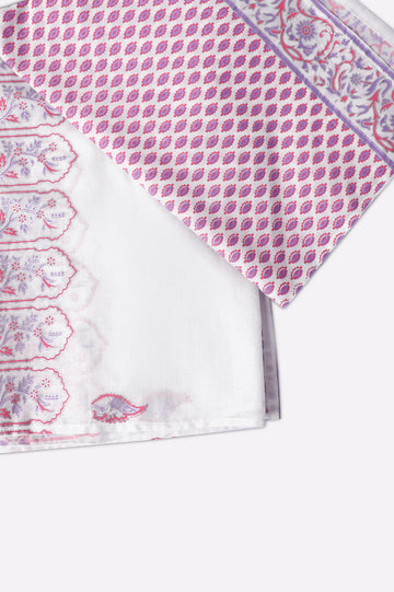 White Block Printed Dupatta