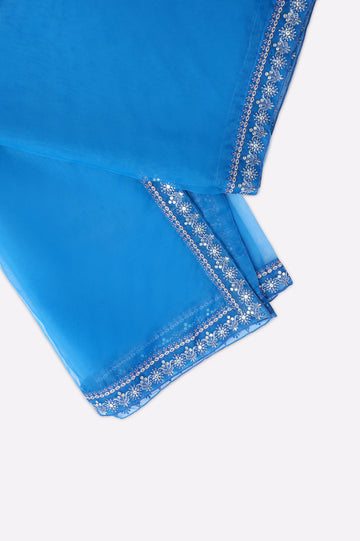 Blue Embroidered Dupatta