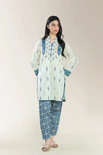 Printed Cambric-Beige 2PC