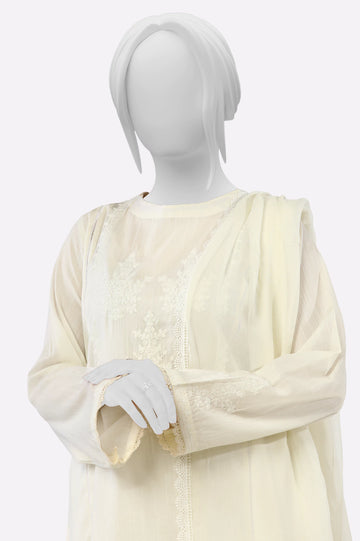 Off White Embroidered Kurti With Dupatta From Sohaye By Diners