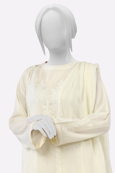 Off White Embroidered Kurti With Dupatta From Sohaye By Diners