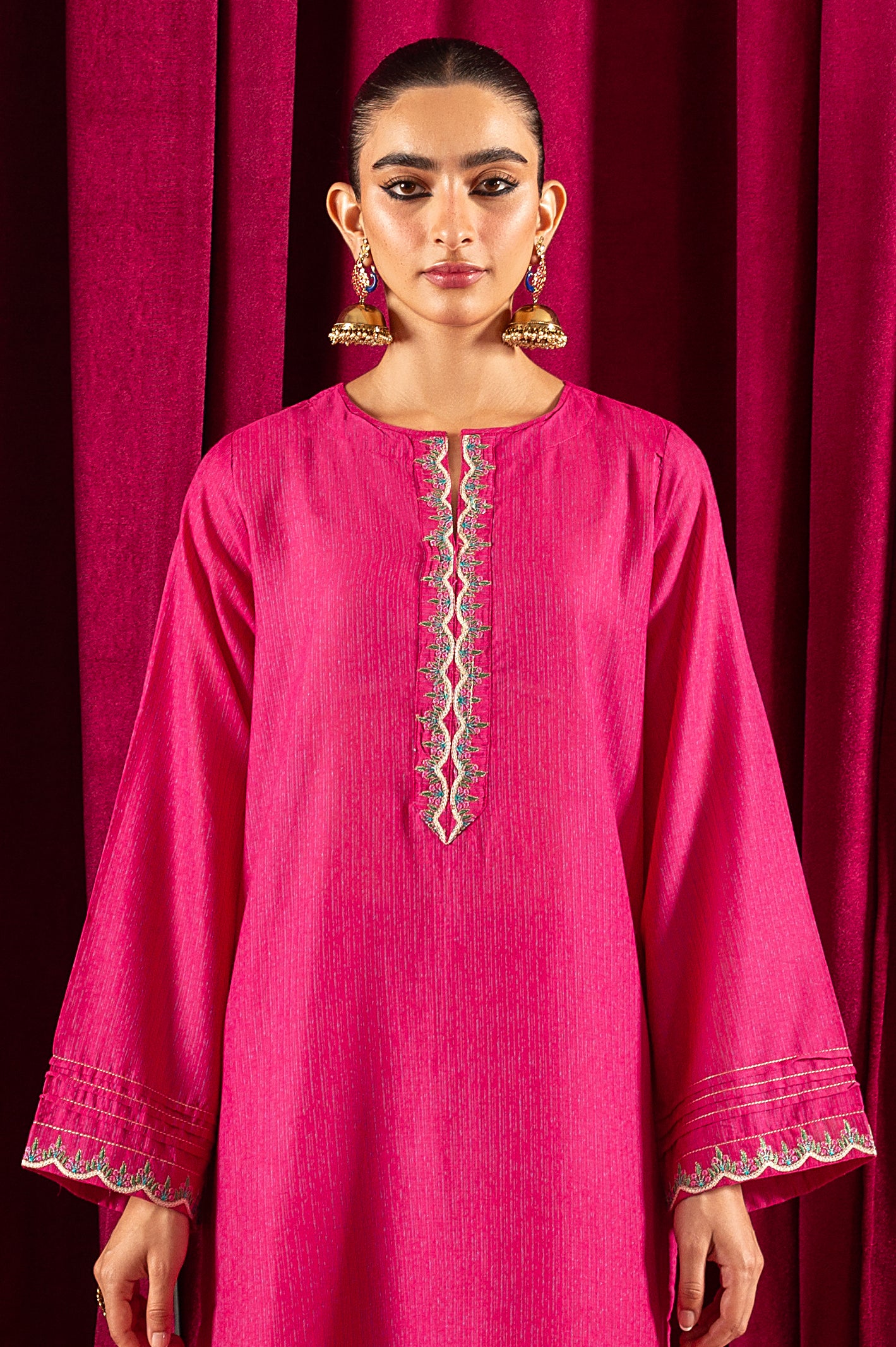 2PC Pink Embroidered Suit From Diners