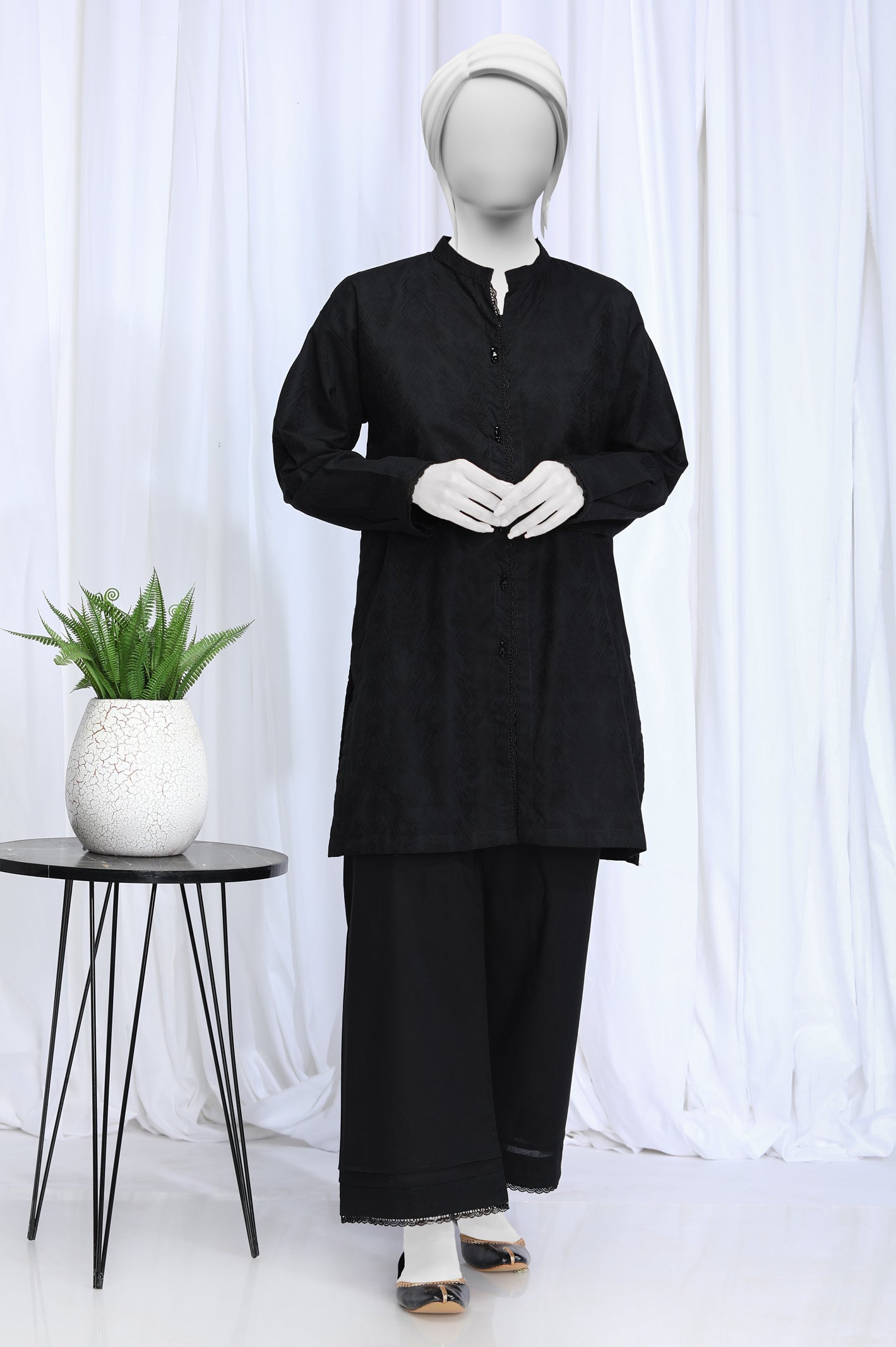 2PC Jacquard Black Suit From Diners