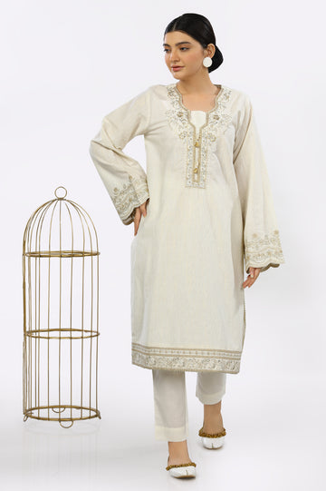 2PC Embroidered Ivory Suit From Diners