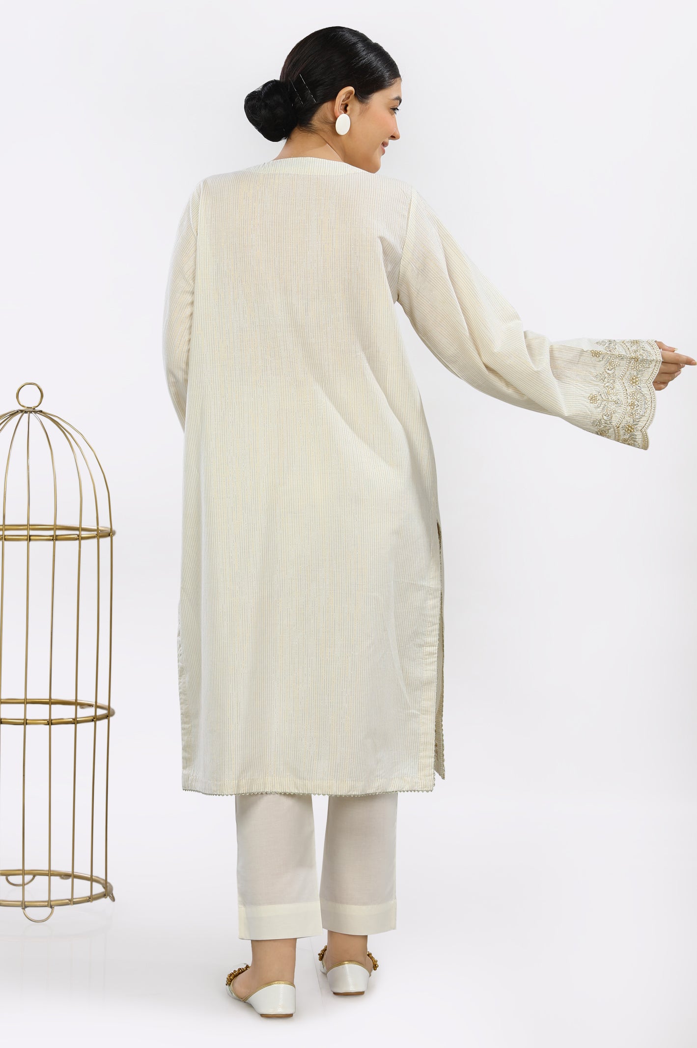 2PC Embroidered Ivory Suit From Diners