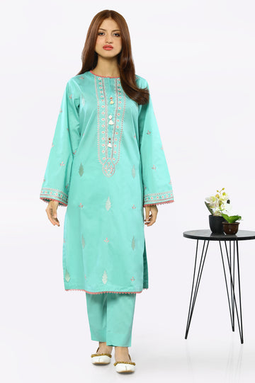 2PC Embroidered Sea Green Suit From Diners