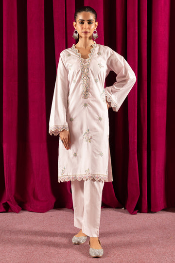 2PC Light Pink Embroidered Suit From Diners